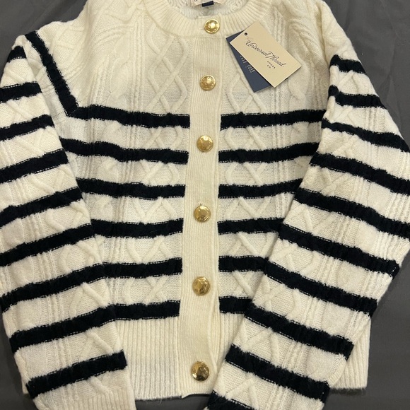 Universal Thread Sweaters - Universal Thread Black and Cream Striped Cardigan